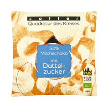 Laden Sie das Bild in den Galerie-Viewer, Zotter "Quadratur des Kreises" Milchschokolade mit Dattelzucker 50%
